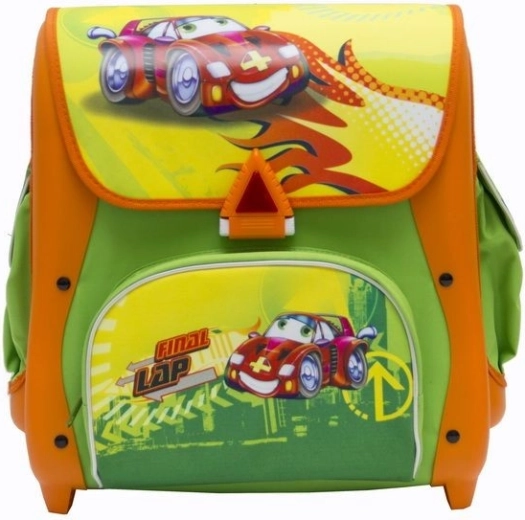 Školní aktovka Auta 21 l zeleno-oranžová - 1 kus