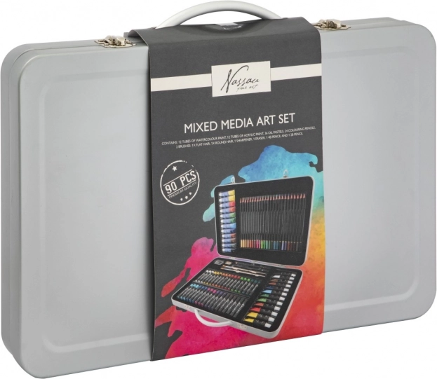 Sada výtvarných potřeb v plechovém kufříku