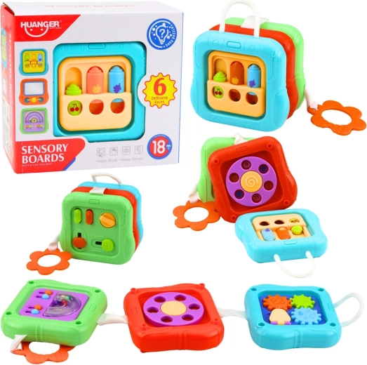 Senzorická edukační kostka – 6 aktivit, manipulační panely