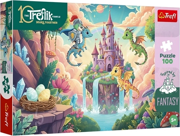 Trefl Puzzle 100 dílků – Rytíř Treflík ve fantasy světě