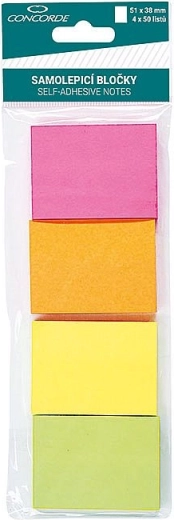 Samolepicí bločky neonové 51 × 38 mm, 4 × 50 listů