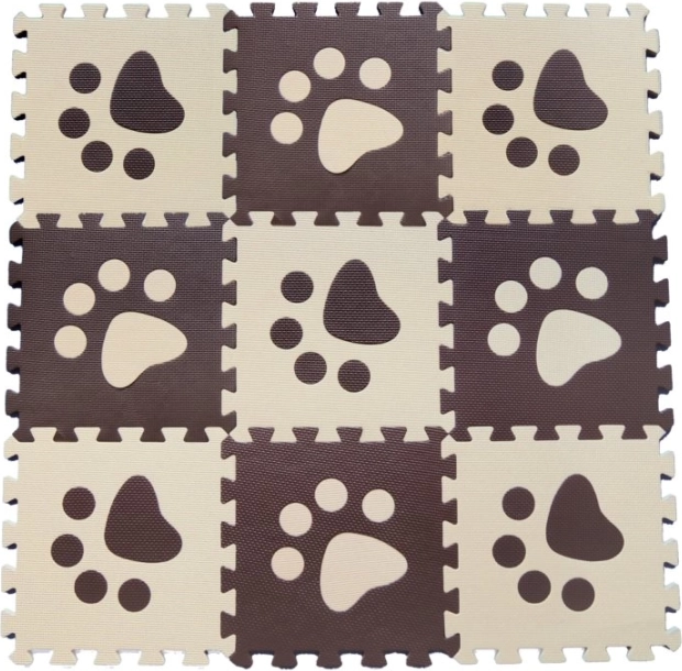 Pěnové dětské podlahové puzzle – hnědé tlapky 29,5 × 29,5 cm