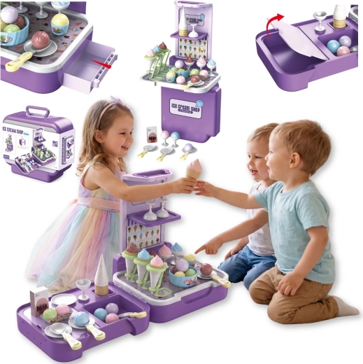 TinyMini dětská zmrzlinárna v kufříku 3 v 1, 62 dílů