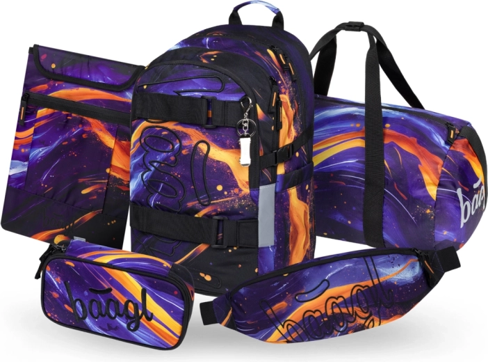 Baagl školní set Skate Vibe – batoh, penál, sportovní taška, ledvinka a obal na notebook (GRS)