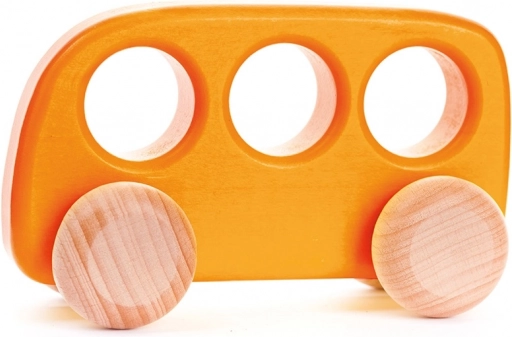 Oranžový dřevěný autobus