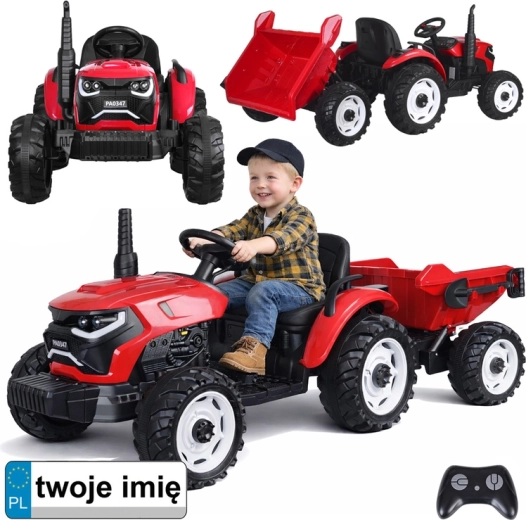 Dětský elektromobil traktor s přívěsem a výklopným kiprem 24V