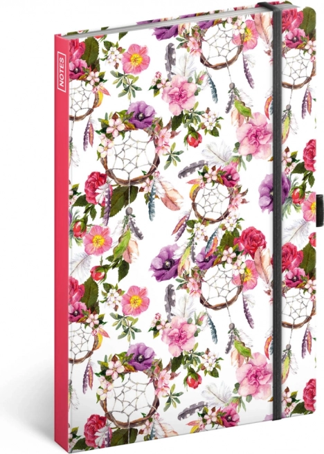 Notýsek s motivem lapače snů, linkovaný, 13 × 21 cm