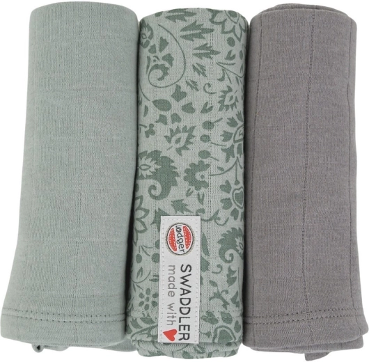 Lodger swaddler flower tribe 70 × 70 cm silt green (sada 3 ks)