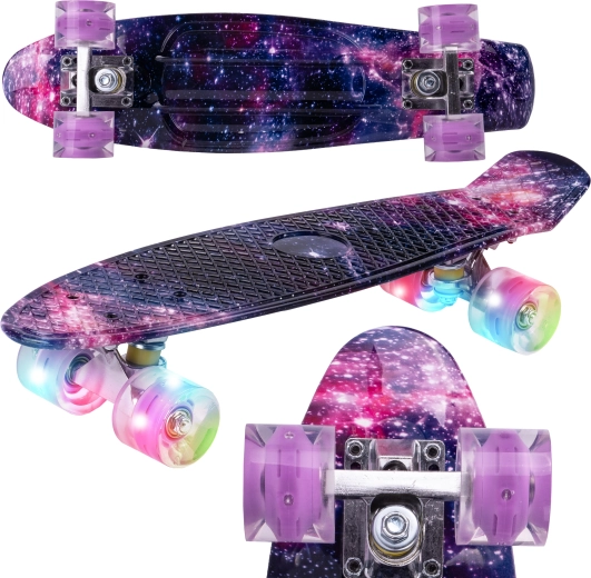 Penny board se svítícími kolečky Space