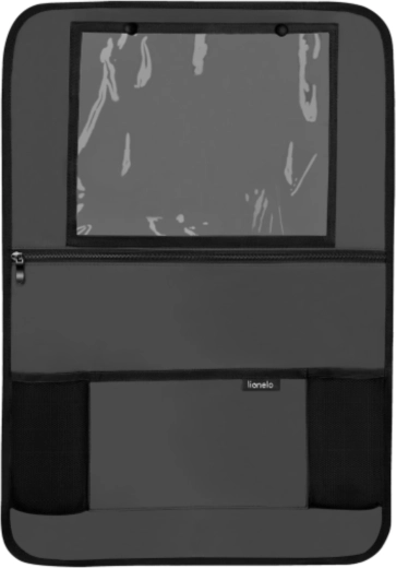 Lionelo organizér do auta na sedadlo s kapsou na tablet, šedý