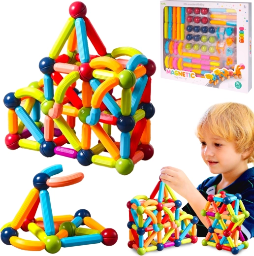 Magnetické 3D stavebnice, 80 dílů
