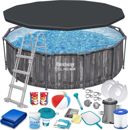Zahradní bazén s ocelovou konstrukcí 366 × 100 cm set 18v1 BESTWAY Steel Pro MAX