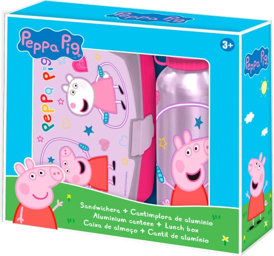Peppa Pig svačinový box a hliníková láhev na pití