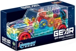 Transparentní off-road auto s převody a světelnými efekty