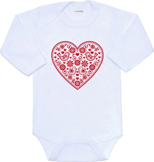 Dětské body New Baby s lidovým vzorem červené srdíčko (vel. 80, 9–12 měsíců)