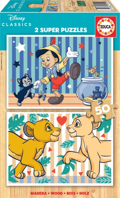 Educa dřevěné puzzle disney klasika 2×50 dílků