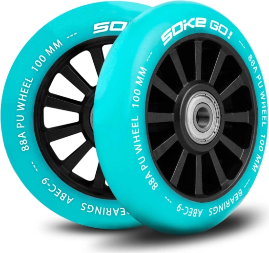 Kola na koloběžku 100 mm tyrkysová 2 ks SOKE