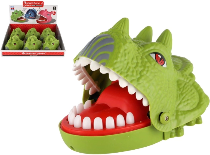 Postřehová hra kousání prstů dinosaurus