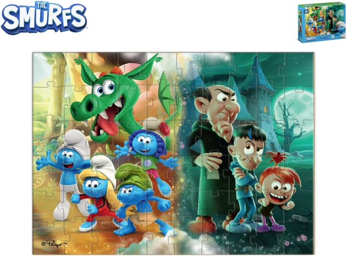 Šmoulové dětské puzzle Drak 60 dílků