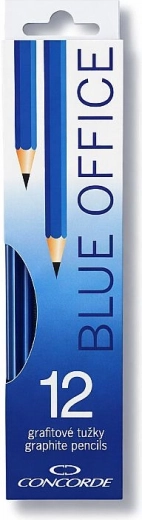 Grafitové tužky CONCORDE Blue Office s gumou HB, 12 ks