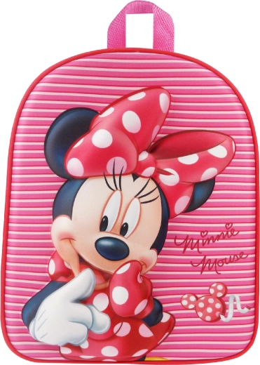 Dětský 3D batoh Minnie Mouse růžový pruhovaný 31 cm