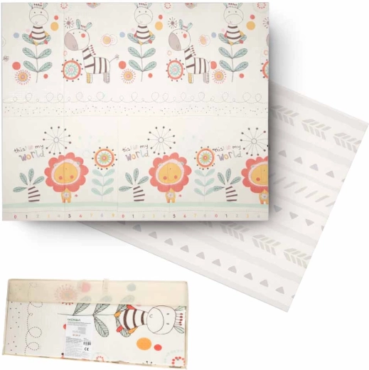 Skládací oboustranná pěnová vzdělávací podložka 180 × 200 cm se zvířátky