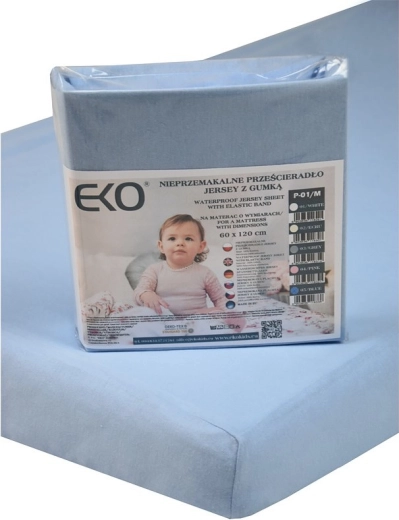 EKO nepromokavé napínací prostěradlo s gumou žerzej modré 120 × 60 cm
