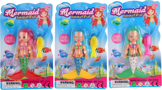 Mořská víla s dlouhými vlasy a lesklými šaty