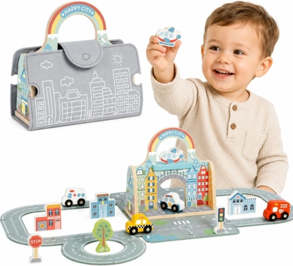 Tooky Toy Přenosné město s autíčky v tašce