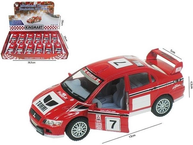 Mitsubishi Lancer Evolution VII WRC kovový model autíčka 1:36 s pull-back pohonem