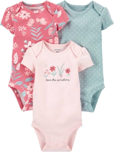 Carter's dívčí body s krátkým rukávem Pinkblue, 3 ks