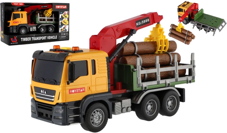 Nákladní auto se dřevem, jeřábem, světlem a zvukem 26 cm