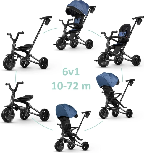 Skládací dětská tříkolka Qplay Nova Niello Blue 10–72 měsíců