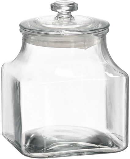 Čtvercová skleněná dóza 2,4 l se skleněným víkem