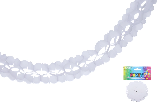 Papírová bílá girlanda 3,6 m