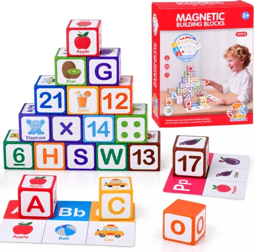 Magnetické vzdělávací kostky pro výuku písmen, počítání a hodin