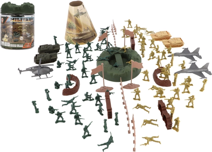 vojenská sada vojáčků 110 ks v plastové dóze