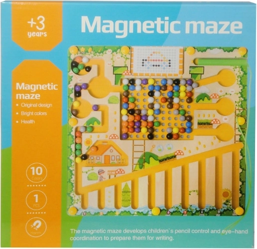 Dřevěná magnetická ukolébavka – labyrint s kuličkami - 1 kus