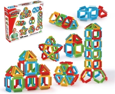 Stavebnice geometrické puzzle 64 dílků