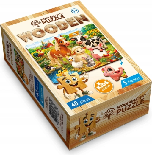Dřevěné puzzle WOODEN CITY Zvířátka ze zelené farmy 40 dílků