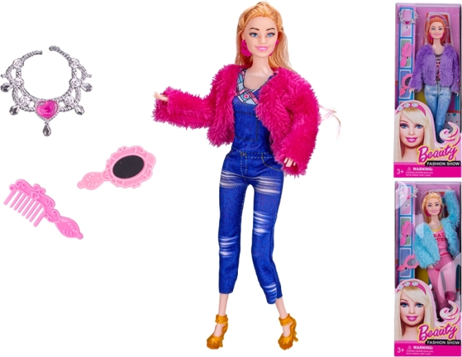 Panenka s kožíškem 29 cm s doplňky