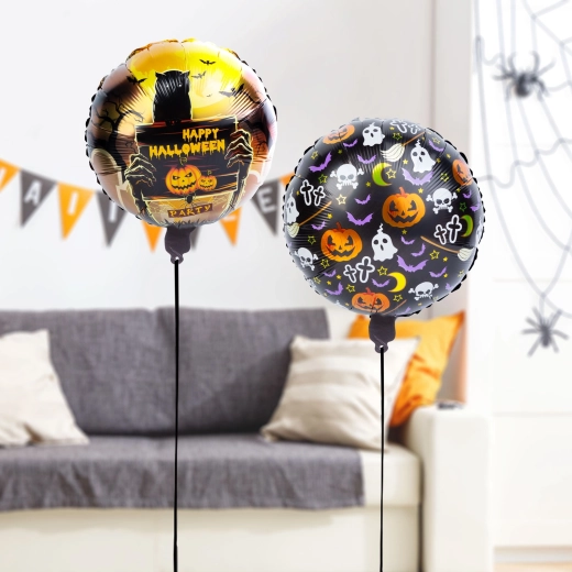 Sada halloweenských fóliových balónků dýně a náhrobní kámen – 2 kusy