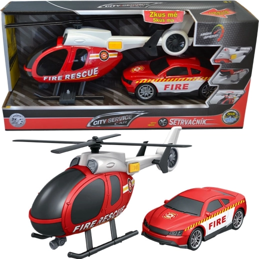 Hasičský set vrtulník a auto 1:14 CITY SERVICE CAR