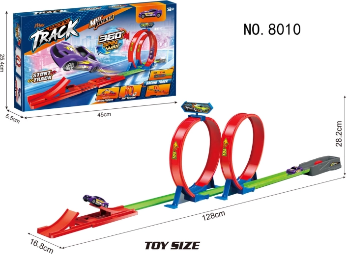 Závodní dráha ostra pętla 128 cm s autíčkem