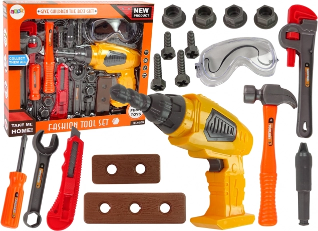 Sada nářadí pro malé kutily s vrtačkou na baterie