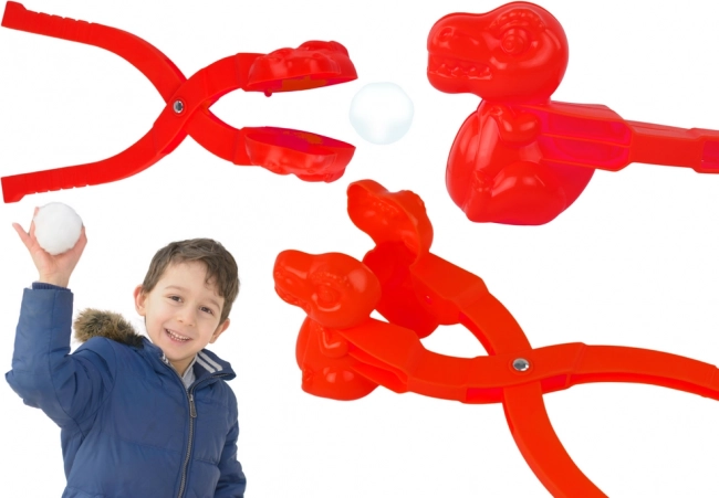 Výrobník sněhových koulí dinosaurus červený