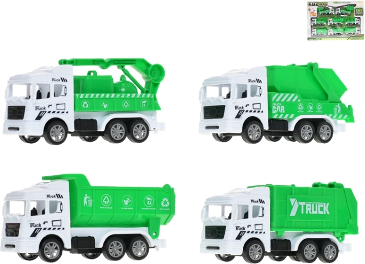 Sada úklidových vozidel 11 cm se zpětným chodem – 8 kusů v krabičce