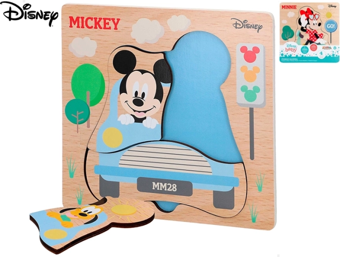 Dřevěné puzzle DISNEY Mickey a Minnie pro nejmenší (4 dílky)