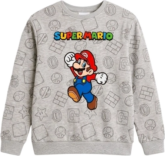 Šedá mikina Super Mario – Velikost: 110