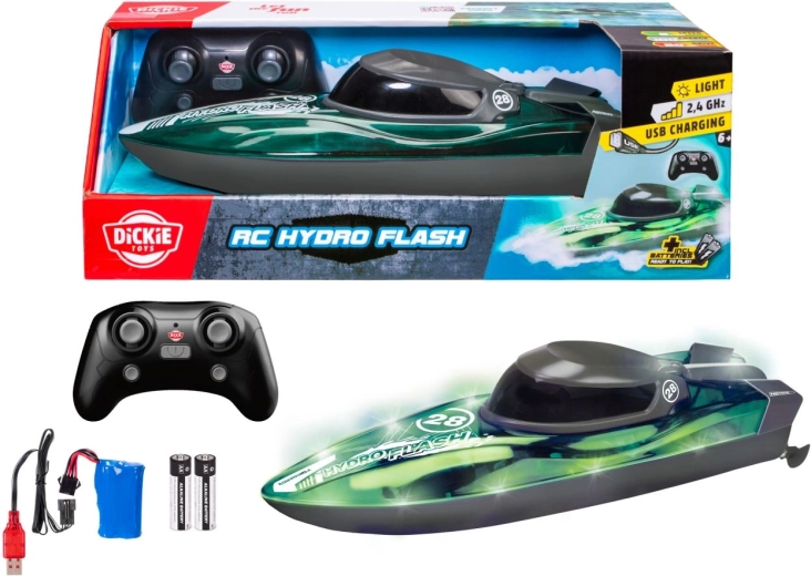 Dálkově ovládaný člun Dickie Toys RC Hydro Flash s osvětlením 29 cm